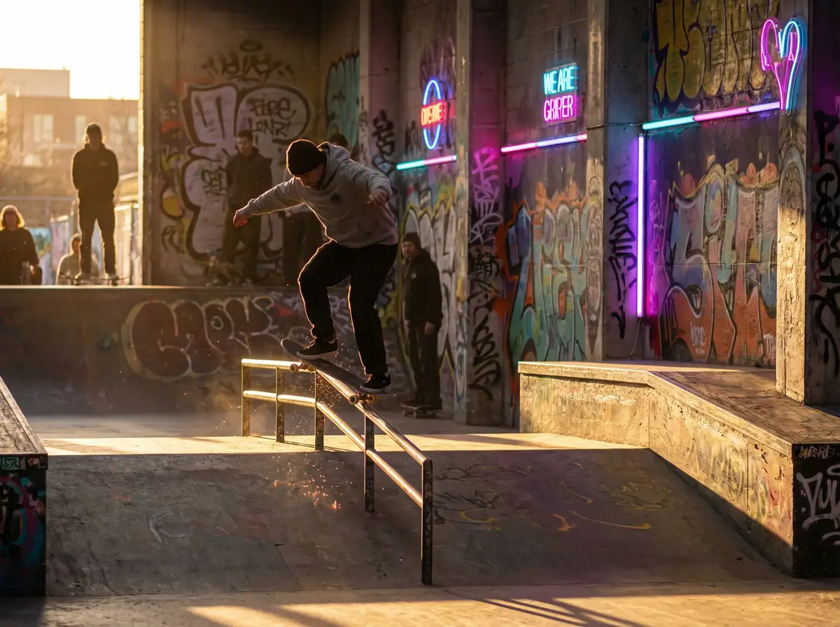 深夜网站 - 滑板研磨扶手动作